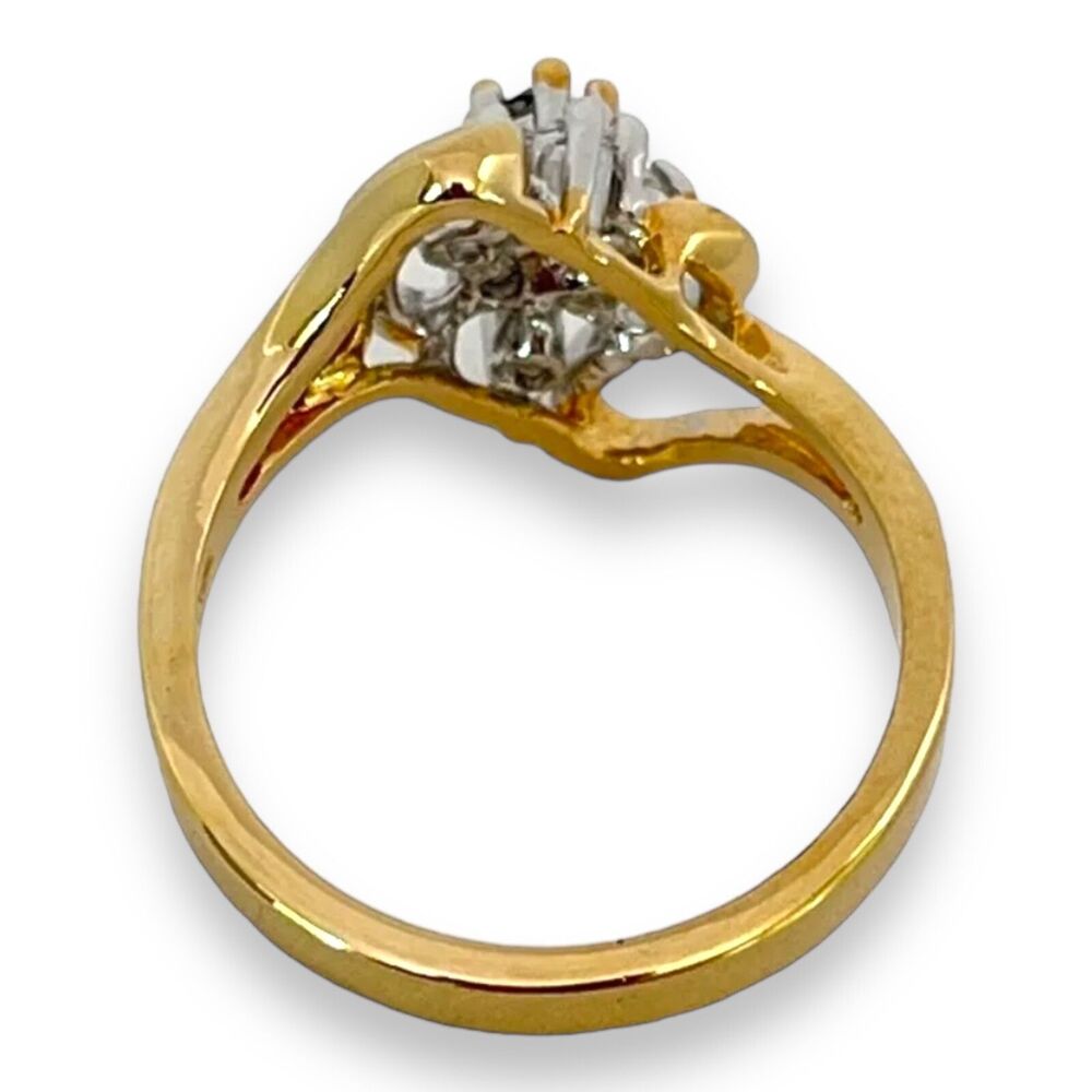 Vintage 1960s Ring Size 8 Mid Century Green Crystal CZ Gold Plate - 14A - Picture 9 of 11